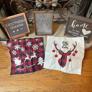 New Christmas Farmhouse Country Linen Buffalo Plaid Pillow Covers Set of…